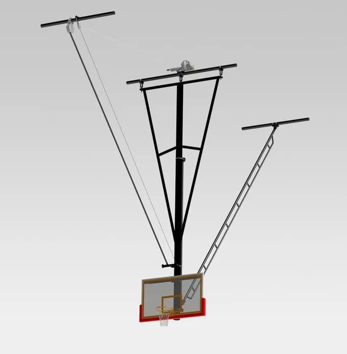 Ceiling Suspended Forward Fold, Rear-Braced Backstop
