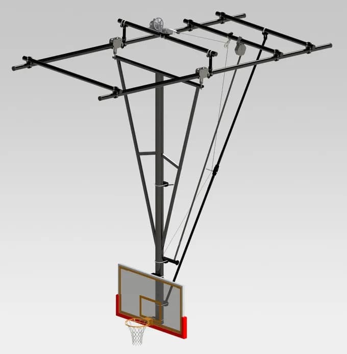 Ceiling Suspended Trak-Fold, Rear-Braced Backstop