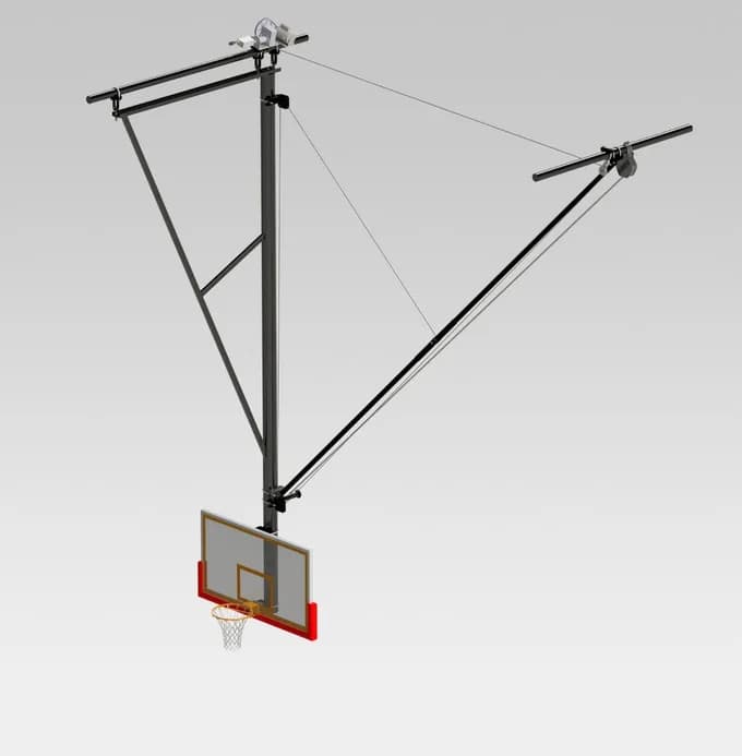 Ceiling Suspended Side Fold, Side-Braced Backstop