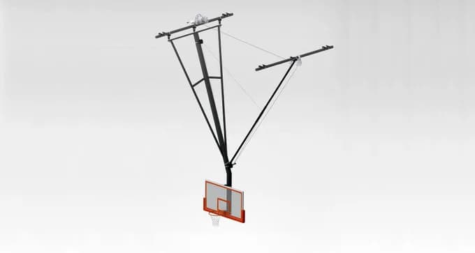 Ceiling Suspended Cambered Side Fold, Side-Braced Backstop