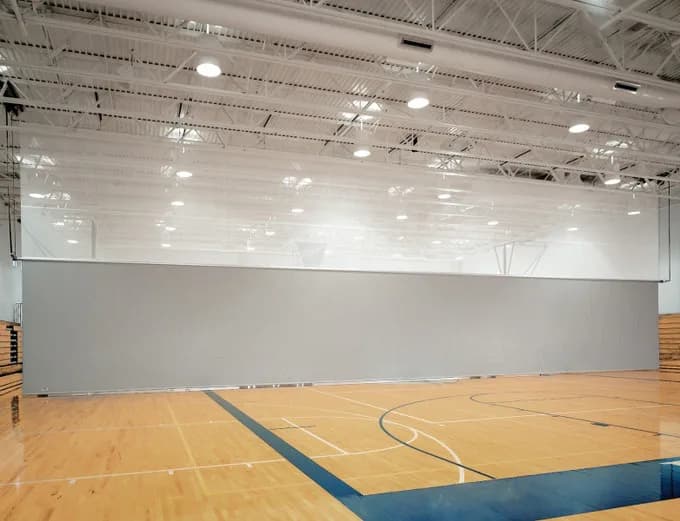 Center-Roll Divider Curtain; Belt Guided-Dual Motor